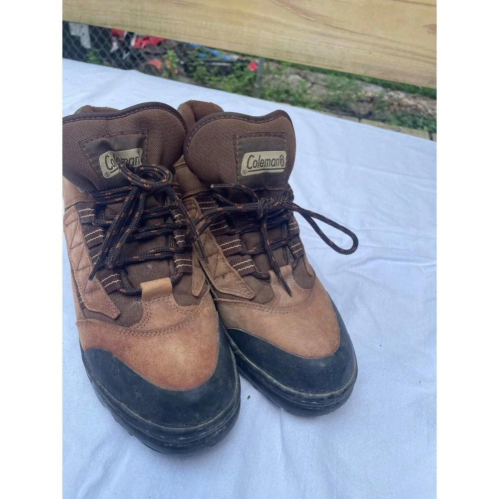Coleman Covina Brown Leather Hiking Boots Mens Mid Top Trail Shoes 2875610